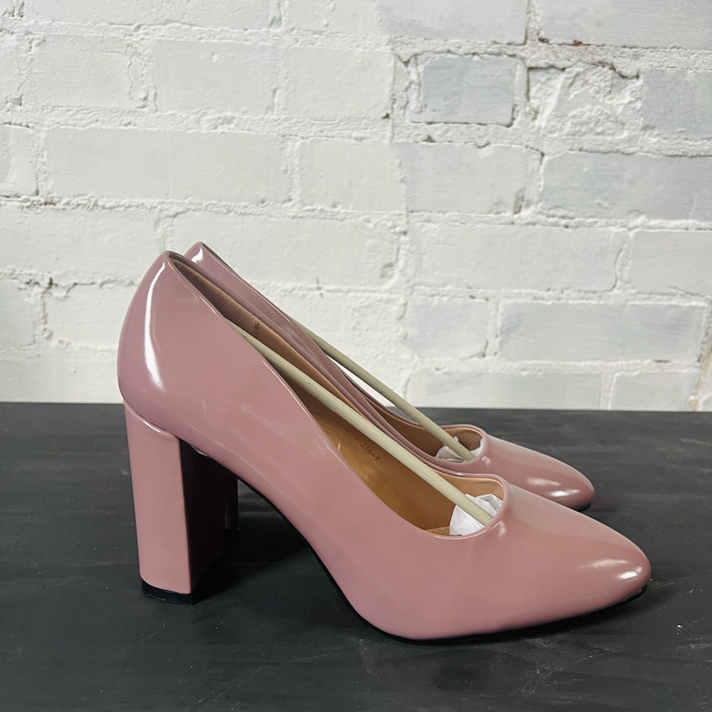 Elegant Lavender/Pink Block Heel Pumps NEW